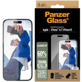 PanzerGlass Classic Fit iPhone 16 Glazen Screenprotector - Case Friendly