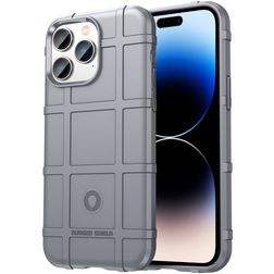 Mobigear Rugged Shield iPhone 14 Pro Max Hoesje Flexibel TPU Backcover Shockproof - Grijs