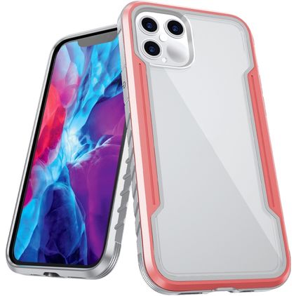 Mobigear Metal Tough iPhone 12 Pro Max Hoesje Hardcase Backcover Shockproof - Transparant / Roze