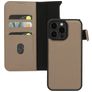 Mobiparts iPhone 15 Pro Max MagSafe Hoesje Echt Leer Uitneembare 2in1 Bookcase Portemonnee - Taupe