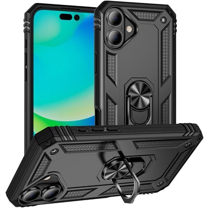 Mobigear Armor Ring iPhone 17 Hoesje Hardcase Backcover Shockproof met Ringhouder - Zwart
