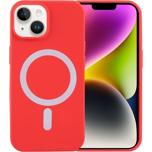 Mobigear Rubber Touch iPhone 15 Siliconen MagSafe Hoesje Backcover - Rood