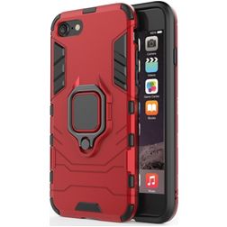 Mobigear Armor Ring iPhone SE (2020) Hoesje Hardcase Backcover Shockproof met Ringhouder - Rood