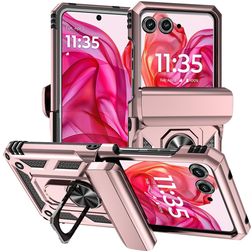 Mobigear Armor Ring Motorola Razr 50 Hoesje Hardcase Backcover Shockproof met Ringhouder - Roségoud