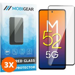 Mobigear Premium Samsung Galaxy M52 Glazen Screenprotector - Case Friendly - Zwart (3-Pack)