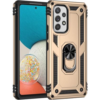 Mobigear Armor Ring Samsung Galaxy A53 Hoesje Hardcase Backcover Shockproof met Ringhouder - Goud