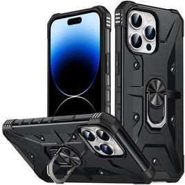 Mobigear Armor Ring iPhone 14 Pro Hoesje Hardcase Backcover Shockproof met Ringhouder - Zwart
