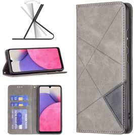 Mobigear Rhombus Slim Samsung Galaxy A33 Hoesje Bookcase - Grijs Mobigear Rhombus Slim Samsung Galaxy A33 Hoesje Bookcase - Grijs
