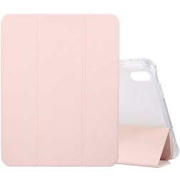 Mobigear Tri-Fold Gel iPad 11 (2025) Hoes TPU,Kunstleer Bookcase + Stylus Houder - Roze