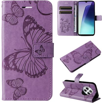 Mobigear Butterfly Xiaomi Redmi 14C Hoesje Bookcase Portemonnee - Paars