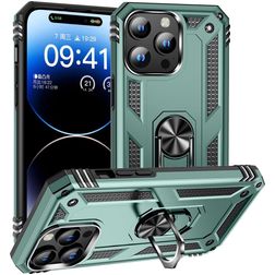 Mobigear Armor Ring iPhone 16 Pro Hoesje Hardcase Backcover Shockproof met Ringhouder - Groen