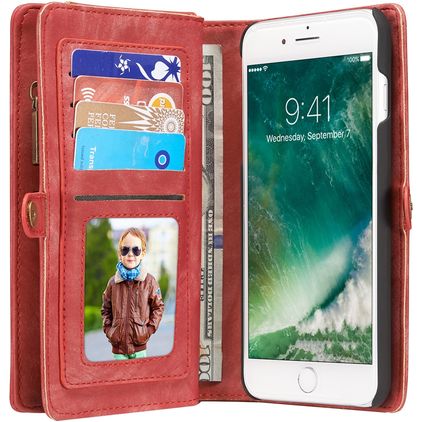 Caseme 008 iPhone 7 Plus Hoesje Uitneembare 2in1 Bookcase Portemonnee - Rood