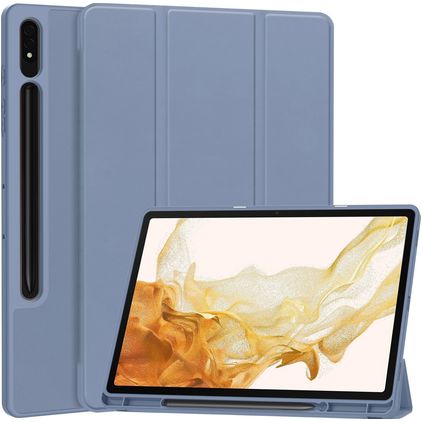 Mobigear Tri-Fold Gel Samsung Galaxy Tab S9 Plus Hoes TPU,Kunstleer Bookcase + Stylus Houder - Paars