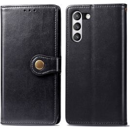 Mobigear Snap Button Samsung Galaxy S21 FE Hoesje Bookcase Portemonnee - Zwart