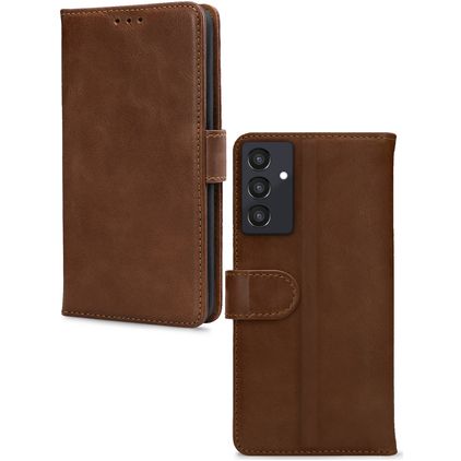 Mobilize Wallet Samsung Galaxy A25 Hoesje Echt Leer Bookcase Portemonnee - Bruin