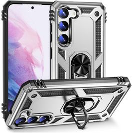 Mobigear Armor Ring Samsung Galaxy S23 Plus Hoesje Hardcase Backcover Shockproof met Ringhouder - Zilver