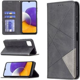 Mobigear Rhombus Slim Samsung Galaxy A22 5G Hoesje Bookcase - Zwart
