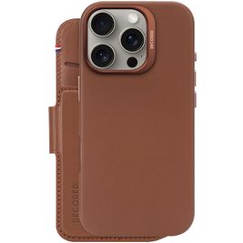 Decoded Detachable Wallet iPhone 16 Pro MagSafe Hoesje Echt Leer Uitneembare 2in1 Bookcase Portemonnee - Tan