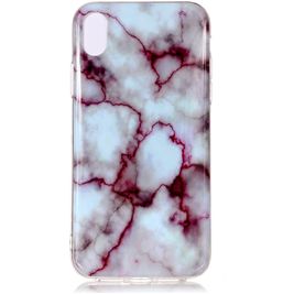 Mobigear Marble iPhone XS Hoesje Flexibel TPU Backcover - Paars