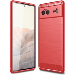 Mobigear Brushed Slim Google Pixel 6 Hoesje Flexibel TPU Backcover - Rood