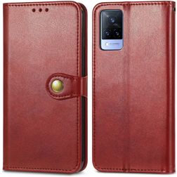 Mobigear Snap Button Vivo V21 Hoesje Bookcase Portemonnee - Rood