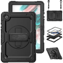 Mobigear SureGrip Xtreme Samsung Galaxy Tab A8 10.5 (2021) Hoes Hard Kunststof,Siliconen Backcover + Schouderband + Standaard - Zwart