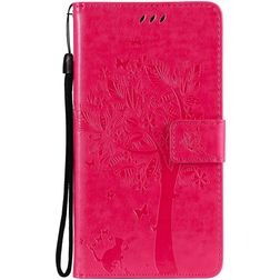 Mobigear Tree Samsung Galaxy S21 Hoesje Bookcase Portemonnee - Magenta