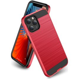 Mobigear Brushed Armor iPhone 12 Pro Max Hoesje Hardcase Backcover Shockproof - Rood