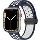 Mobigear Sport Plus Mag Siliconen Apple Watch Bandje Magneetsluiting - 42/41/40/38 mm - Wit / Marineblauw