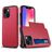Mobigear Card iPhone 15 Hoesje Hardcase Backcover Shockproof met Pasjeshouder - Rood