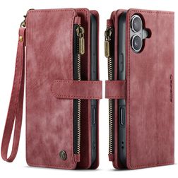 CaseMe C30 iPhone 17 Hoesje Bookcase Portemonnee - Rood