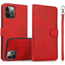 Mobigear Wallet iPhone 16 Pro Hoesje Uitneembare 2in1 Bookcase Portemonnee - Rood