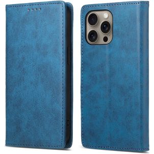 Mobigear Wallet iPhone 16 Pro Max Hoesje Bookcase Portemonnee - Blauw