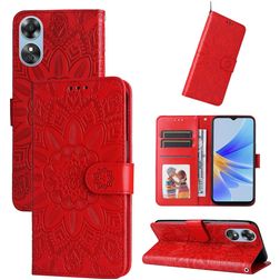 Mobigear Sunflower OPPO A17 Hoesje Bookcase Portemonnee - Rood