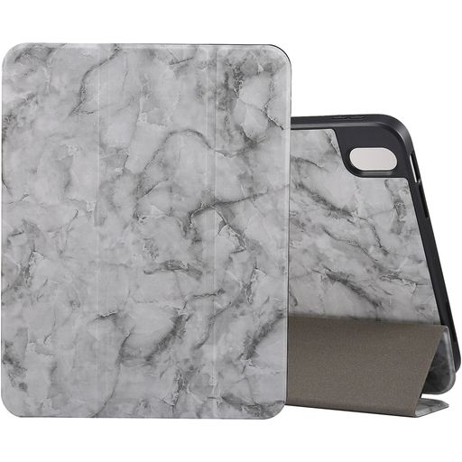 Mobigear Tri-Fold Marble iPad Air 11 Inch (2024) Hoes Bookcase + Stylus Houder - Grijs