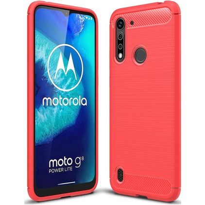 Mobigear Brushed Slim Motorola Moto G8 Power Lite Hoesje Flexibel TPU Backcover - Rood