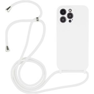 Mobigear Lanyard iPhone 14 Pro Siliconen Hoesje met koord - Wit