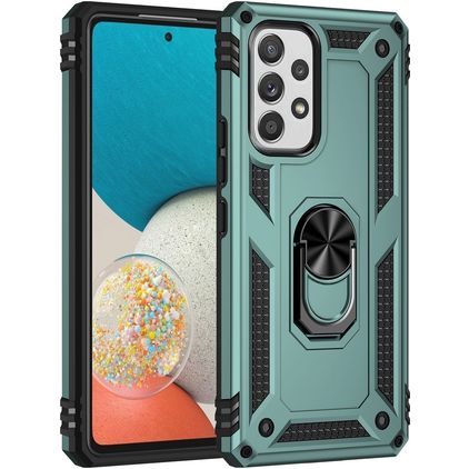 Mobigear Armor Ring Samsung Galaxy A53 Hoesje Hardcase Backcover Shockproof met Ringhouder - Groen