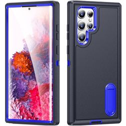 Mobigear Rugged Stand Samsung Galaxy S23 Ultra Hoesje Hardcase Backcover Shockproof met Standaard - Donkerblauw