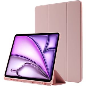 Mobigear Tri-Fold Gel iPad Air 13 Inch (2024) Hoes TPU,Kunstleer Bookcase + Stylus Houder - Roze