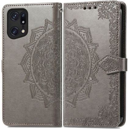 Mobigear Mandala OPPO Find X5 Hoesje Bookcase Portemonnee - Grijs