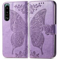 Mobigear Butterfly Sony Xperia 5 IV Hoesje Bookcase Portemonnee - Paars
