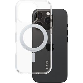 CARE by PanzerGlass Feature Case iPhone 16 Pro MagSafe Hoesje Hardcase Backcover - Transparant / Zilver