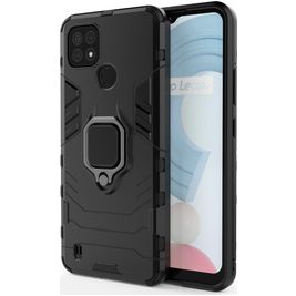 Mobigear Armor Ring Realme C21 Hoesje Hardcase Backcover Shockproof met Ringhouder - Zwart