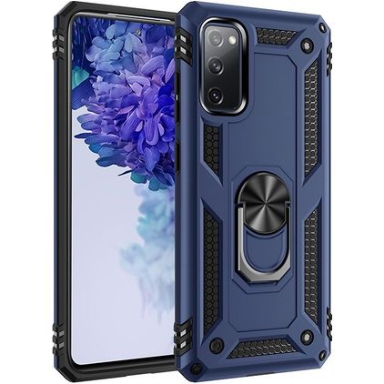 Mobigear Armor Ring Samsung Galaxy S20 FE Hoesje Hardcase Backcover Shockproof met Ringhouder - Blauw