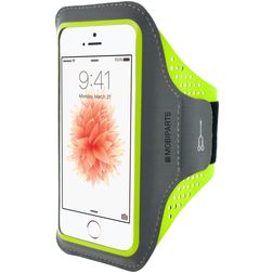 Mobiparts Comfort Fit Telefoonhouder Hardlopen iPhone SE (2016) Sport Hoesje Neopreen Sportarmband - Neon Green