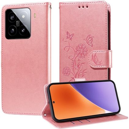 Mobigear Flowers Xiaomi 15 Hoesje Bookcase Portemonnee - Roségoud