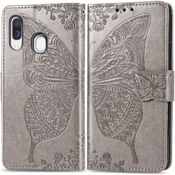 Mobigear Butterfly Samsung Galaxy A40 Hoesje Bookcase Portemonnee - Grijs
