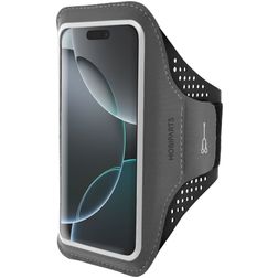 Mobiparts Comfort Fit Telefoonhouder Hardlopen iPhone 16 Pro Sport Hoesje Neopreen Sportarmband - Zwart