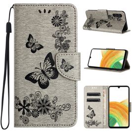 Mobigear Butterfly Samsung Galaxy A35 Hoesje Bookcase Portemonnee - Grijs Mobigear Butterfly Samsung Galaxy A35 Hoesje Bookcase Portemonnee - Grijs